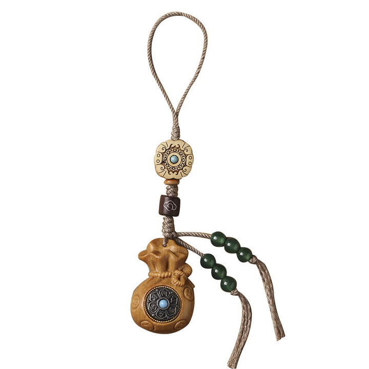 Buddha Stones白檀の小葉 赤檀 緑檀Om Mani Padme Humキーチェーン 携帯電話吊り下げ装飾