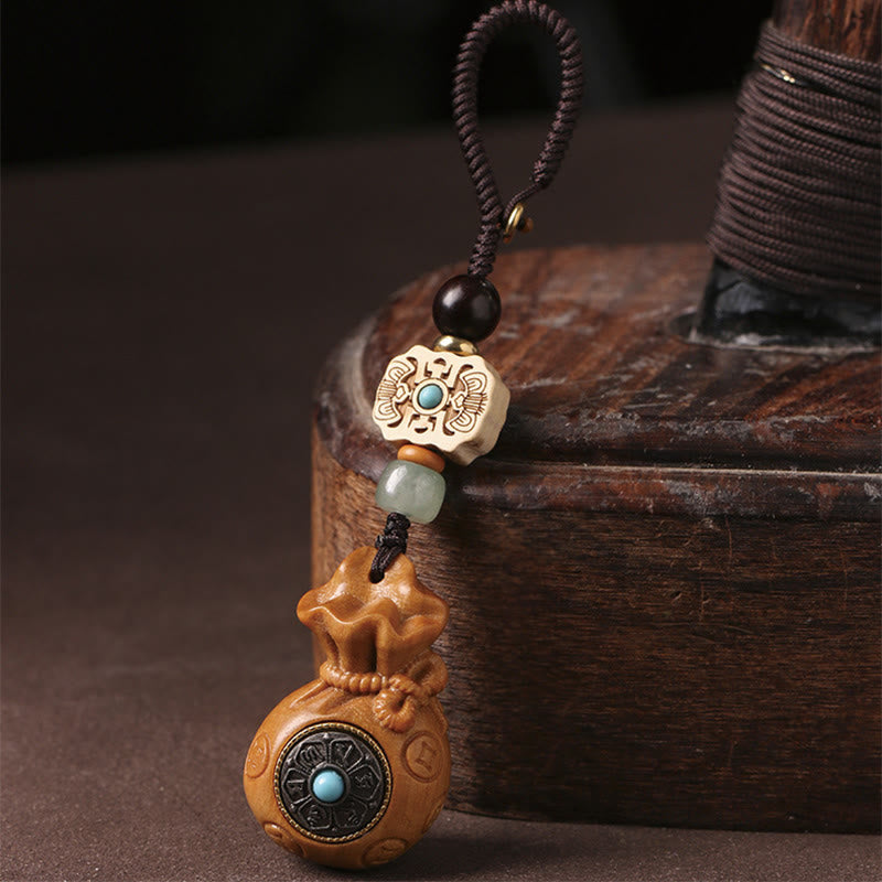 Buddha Stones白檀の小葉 赤檀 緑檀Om Mani Padme Humキーチェーン 携帯電話吊り下げ装飾