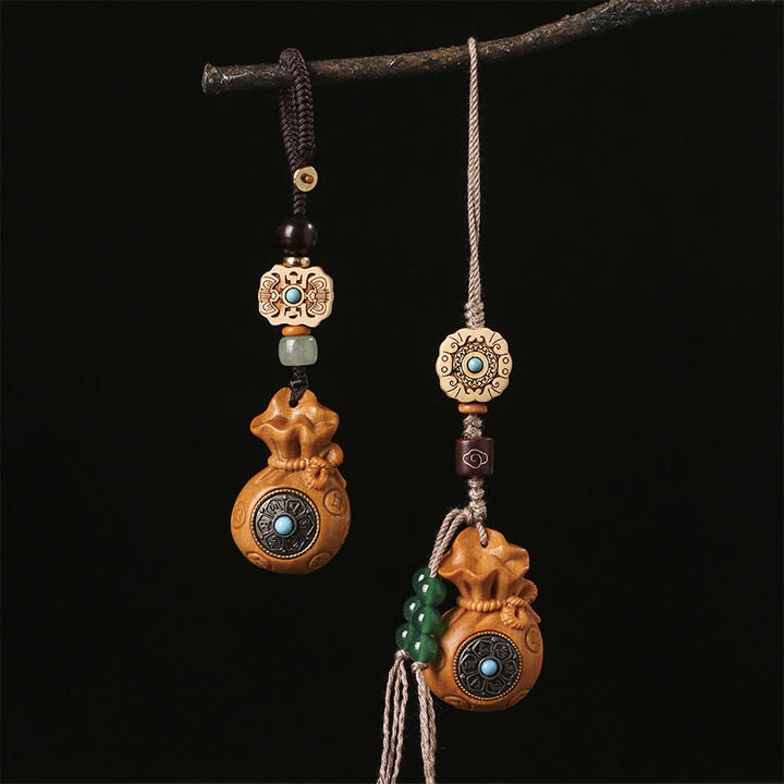 Buddha Stones白檀の小葉 赤檀 緑檀Om Mani Padme Humキーチェーン 携帯電話吊り下げ装飾