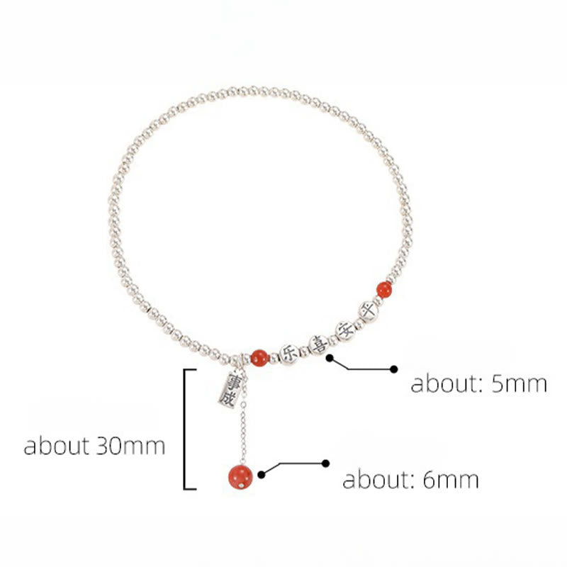 Buddha Stones925スターリングシルバー 小さなビーズ レッドアゲート 平和と喜びの祝福アンクレット - image 13