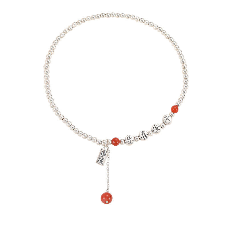 Buddha Stones925スターリングシルバー 小さなビーズ レッドアゲート 平和と喜びの祝福アンクレット - image 12