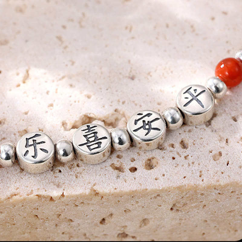 Buddha Stones925スターリングシルバー 小さなビーズ レッドアゲート 平和と喜びの祝福アンクレット - image 10