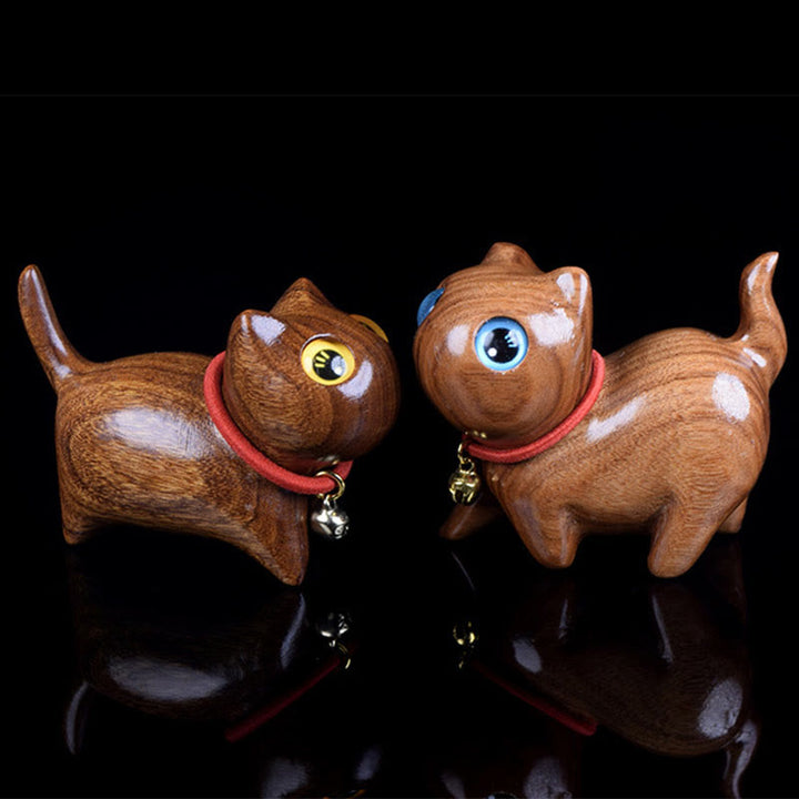 Buddha Stonesローズウッド彫刻 猫の温もり 室内装飾 - image 5