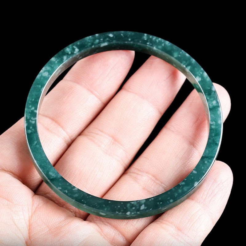 Buddha Stones天然翡翠の豊富な薄型ブレスレットバングル - image 3