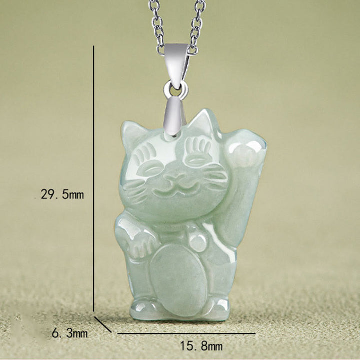 Buddha Stones925スターリングシルバー 翡翠幸運繁栄の猫 繁栄のネックレスペンダント - image 5