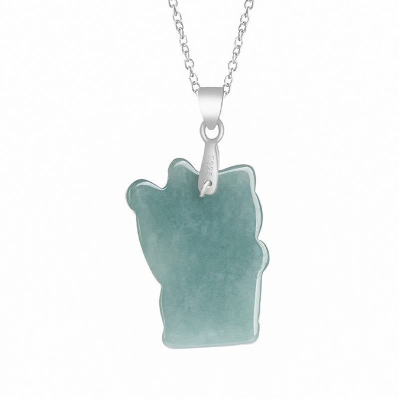Buddha Stones 925スターリングシルバー 天然翡翠 幸運の猫 豊穣のネックレスペンダント - image 2