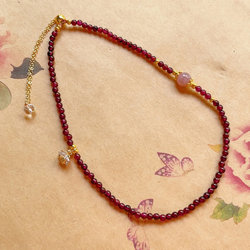 ナチュラルフラワーガーネット ピンククリスタル ダブルラップ ブレスレット 天然石 ヒーリング 開運 幸運 | Buddha Stones - image 5