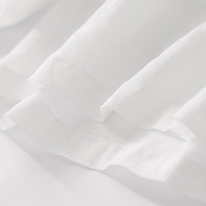 Buddha Stones夏用刺繍入りダブルレイヤーコットンリネンレディースワイドレッグパンツ（ポケット付き） - image 29