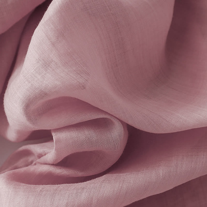 Buddha Stones夏用刺繍入りダブルレイヤーコットンリネンレディースワイドレッグパンツ（ポケット付き） - image 13