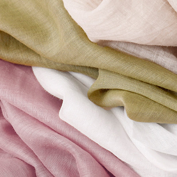 Buddha Stones夏用刺繍入りダブルレイヤーコットンリネンレディースワイドレッグパンツ（ポケット付き） - image 33