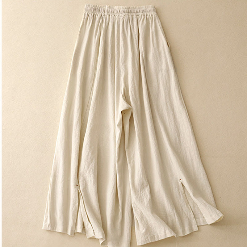 Buddha Stonesカジュアル シンプルデザイン ドローストリング スリット入り レディース ワイドレッグパンツ ポケット付き - image 6