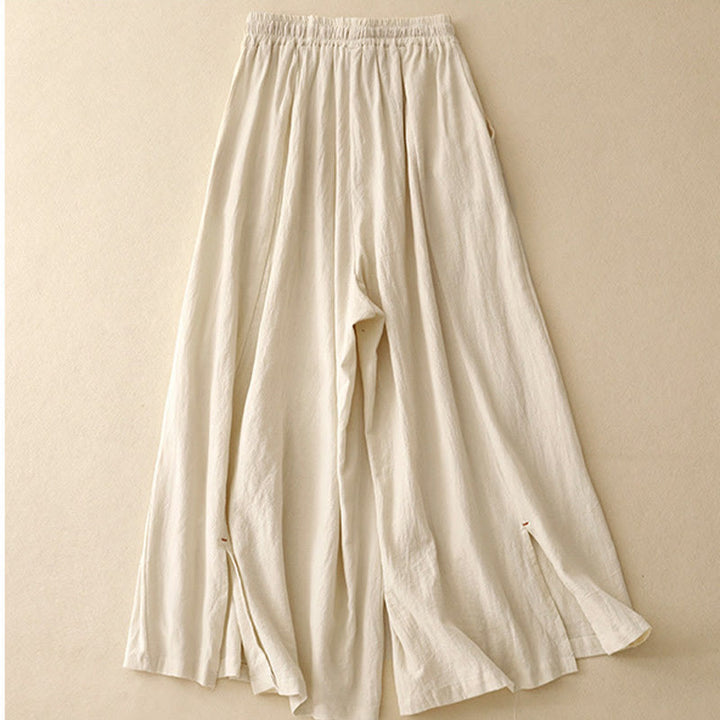 Buddha Stonesカジュアル シンプルデザイン ドローストリング スリット入り レディース ワイドレッグパンツ ポケット付き - image 6