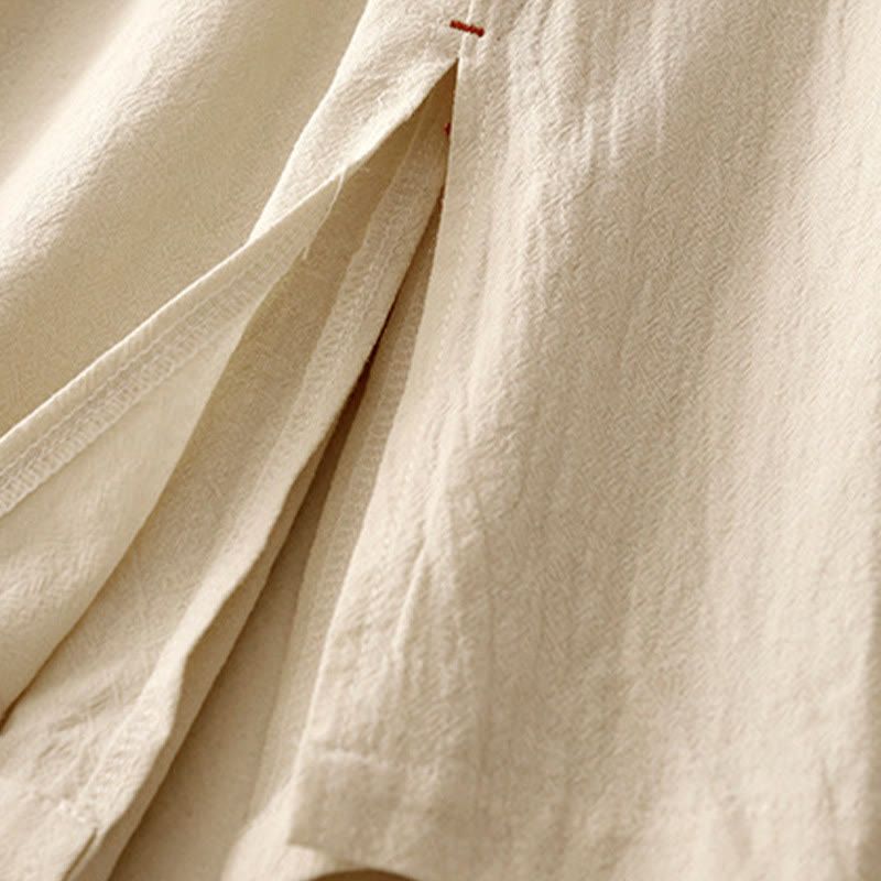 Buddha Stonesカジュアル シンプルデザイン ドローストリング スプリットコットンリネン レディース ワイドレッグパンツ ポケット付き - image 13