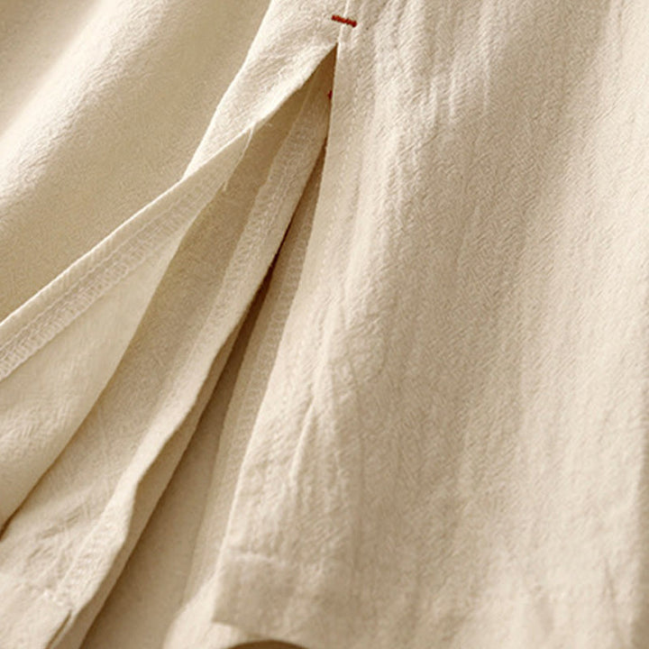 Buddha Stonesカジュアル シンプルデザイン ドローストリング スプリットコットンリネン レディース ワイドレッグパンツ ポケット付き - image 13