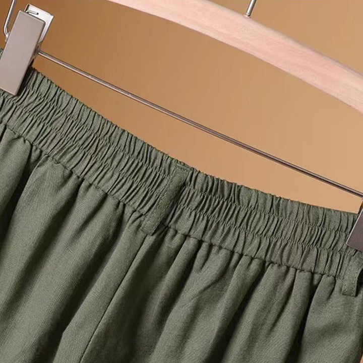 Buddha Stones夏 カジュアル 純色 7-8丈 コットンリネン レディース ワイドレッグパンツ - image 2