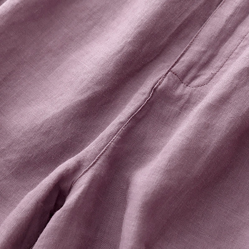 Buddha Stones夏 カジュアル 刺繍 花柄 プリーツ ジッパーボタン コットンリネン レディース ショートパンツ ポケット付き - image 10