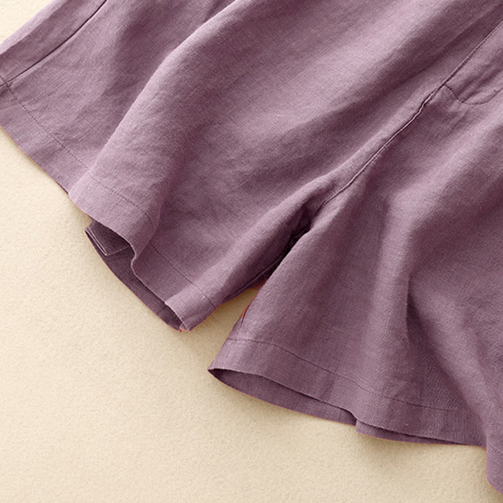 Buddha Stones夏 カジュアル 刺繍 花柄 プリーツ ジッパーボタン コットンリネン レディース ショートパンツ ポケット付き - image 9