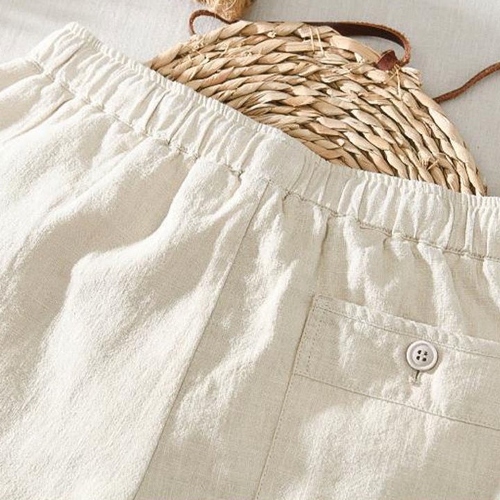 Buddha Stones夏用カジュアルドローストリングラミーリネンメンズパンツ（ポケット付き） - image 19