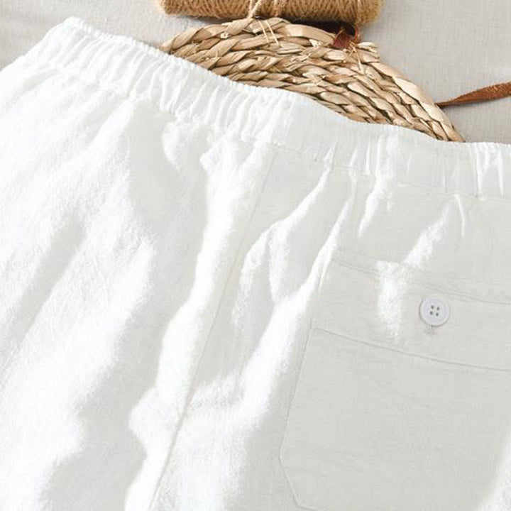 Buddha Stones夏用カジュアルドローストリングラミーリネンメンズパンツ（ポケット付き） - image 5