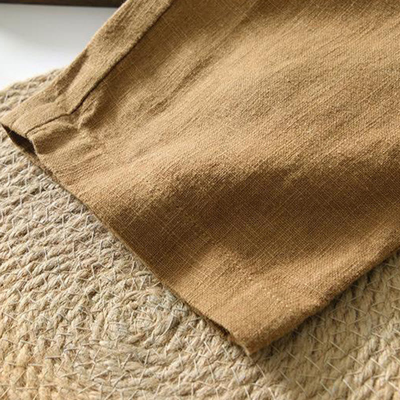 Buddha Stones夏用カジュアルドローストリングラミーリネンメンズパンツ（ポケット付き） - image 23