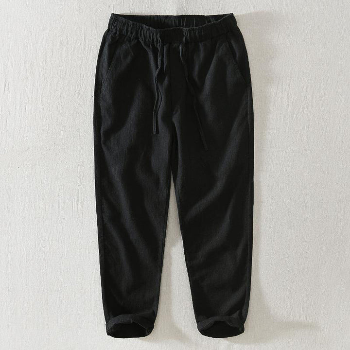 Buddha Stones夏用カジュアルドローストリングラミーリネンメンズパンツ（ポケット付き） - 黒 - US/UK/AU44、 EU54 (4XL) - image 10