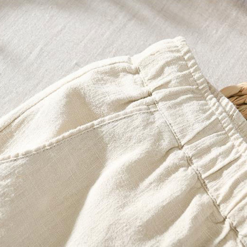 Buddha Stones夏用カジュアルドローストリングラミーリネンメンズパンツ（ポケット付き） - image 18