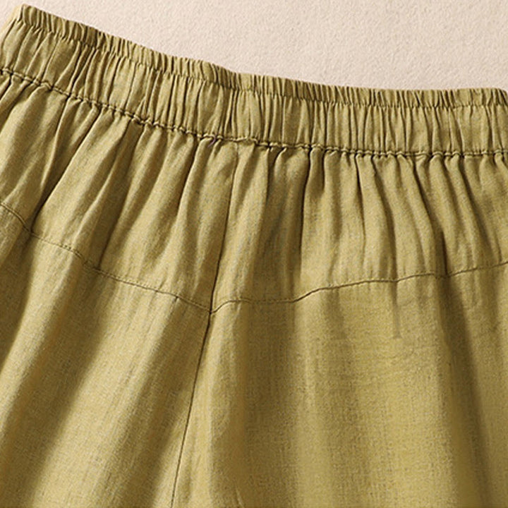 Buddha Stonesカジュアル 花柄 刺繍 ドローストリング コットンリネン レディース ショートパンツ ポケット付き - image 18