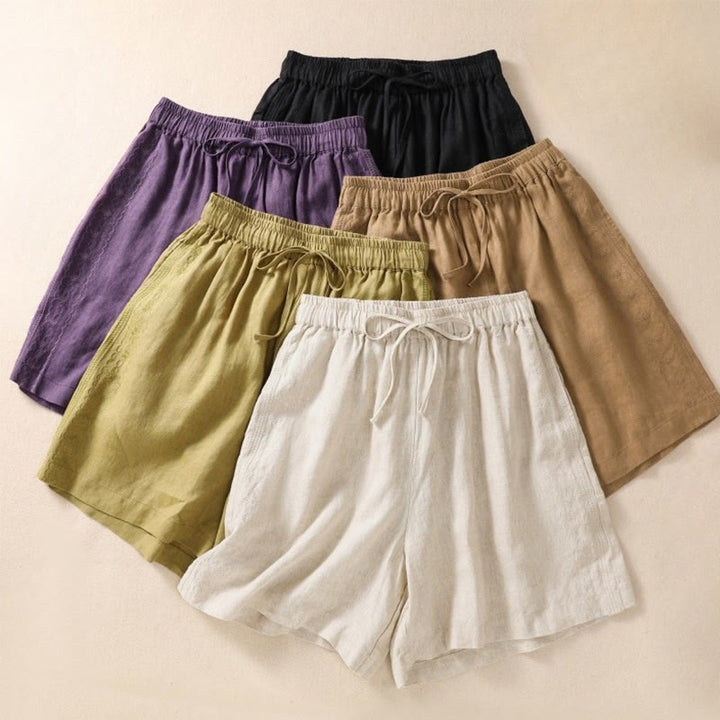 Buddha Stonesカジュアル 花柄 刺繍 ドローストリング コットンリネン レディース ショートパンツ ポケット付き - image 20