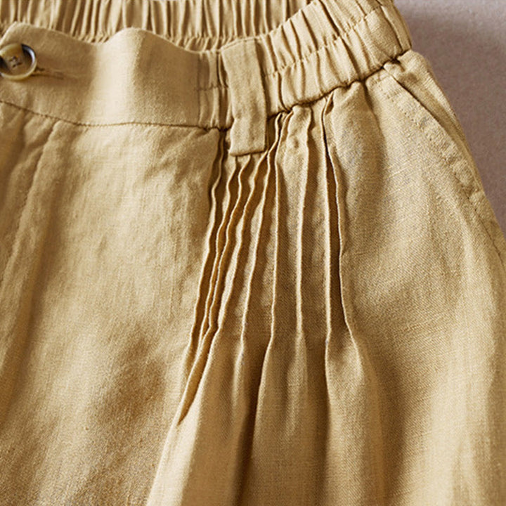 Buddha Stones夏 デイリー シンプル シワ加工 コットンリネン レディース ショートパンツ ポケット付き - image 31