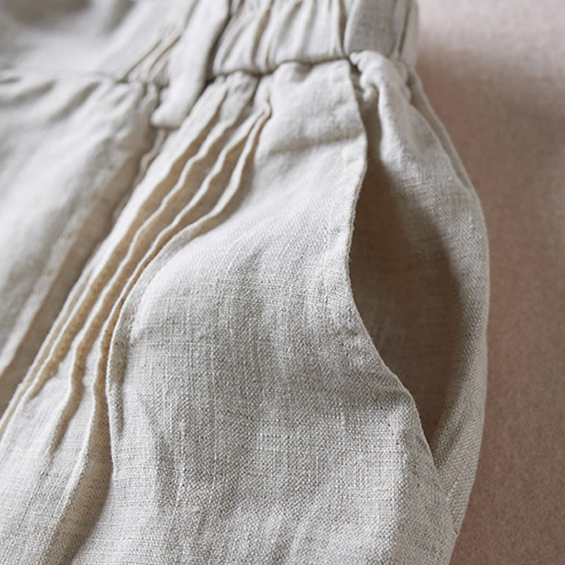 Buddha Stones夏 デイリー シンプル シワ加工 コットンリネン レディース ショートパンツ ポケット付き - image 39