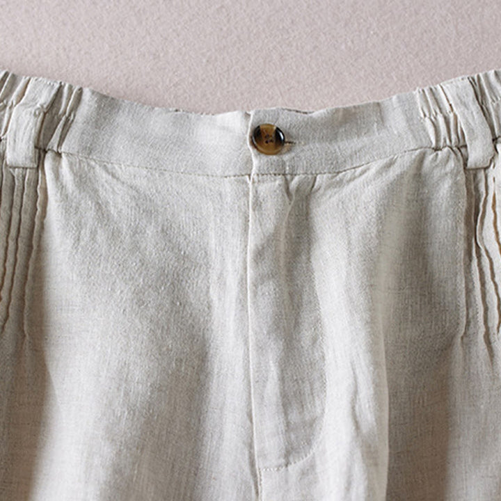 Buddha Stones夏 デイリー シンプル シワ加工 コットンリネン レディース ショートパンツ ポケット付き - image 37