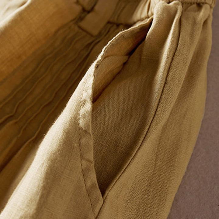 Buddha Stones夏 デイリー シンプル シワ加工 コットンリネン レディース ショートパンツ ポケット付き - image 32