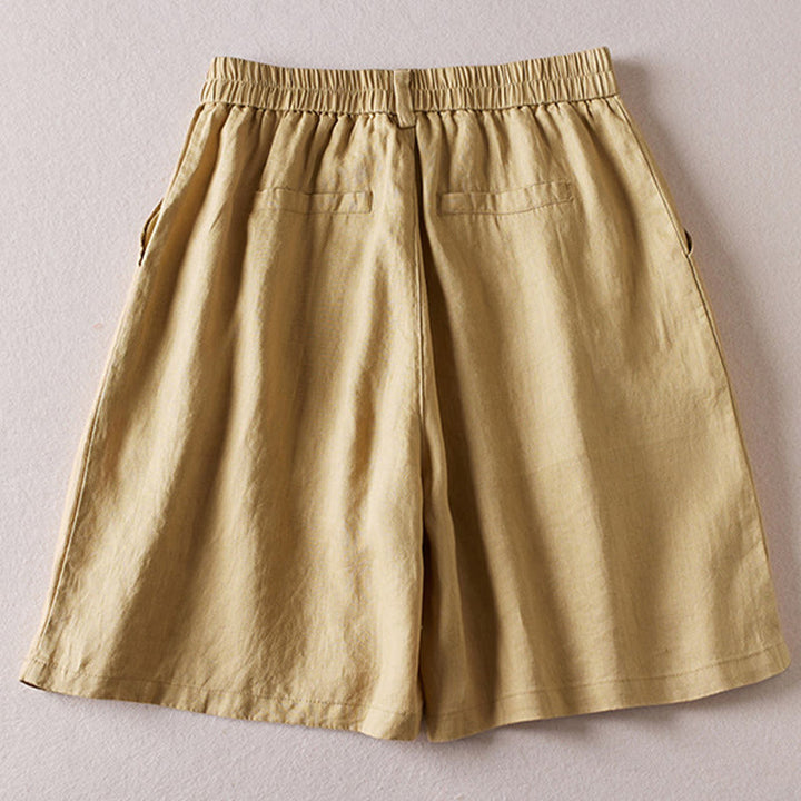 Buddha Stones夏 デイリー シンプル シワ加工 コットンリネン レディース ショートパンツ ポケット付き - image 29