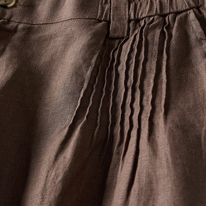 Buddha Stones夏 デイリー シンプル シワ加工 コットンリネン レディース ショートパンツ ポケット付き - image 24
