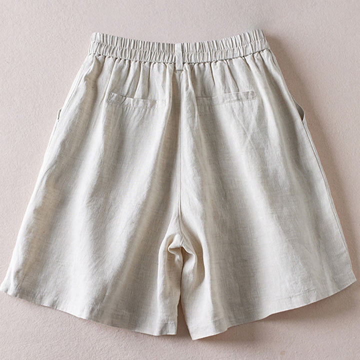 Buddha Stones夏 デイリー シンプル シワ加工 コットンリネン レディース ショートパンツ ポケット付き - image 36
