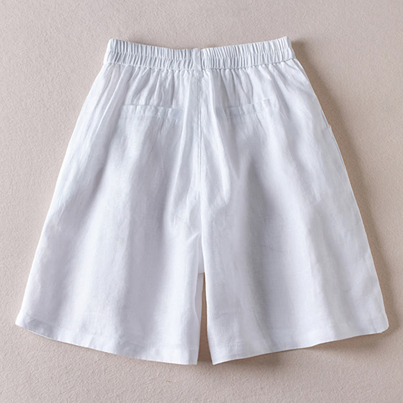 Buddha Stones夏 デイリー シンプル シワ加工 コットンリネン レディース ショートパンツ ポケット付き - image 15