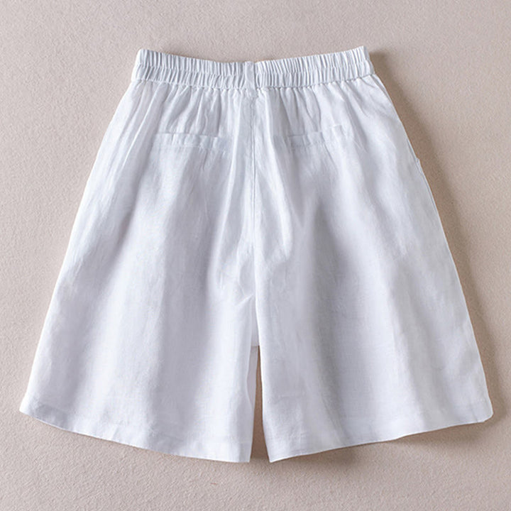 Buddha Stones夏 デイリー シンプル シワ加工 コットンリネン レディース ショートパンツ ポケット付き - image 15