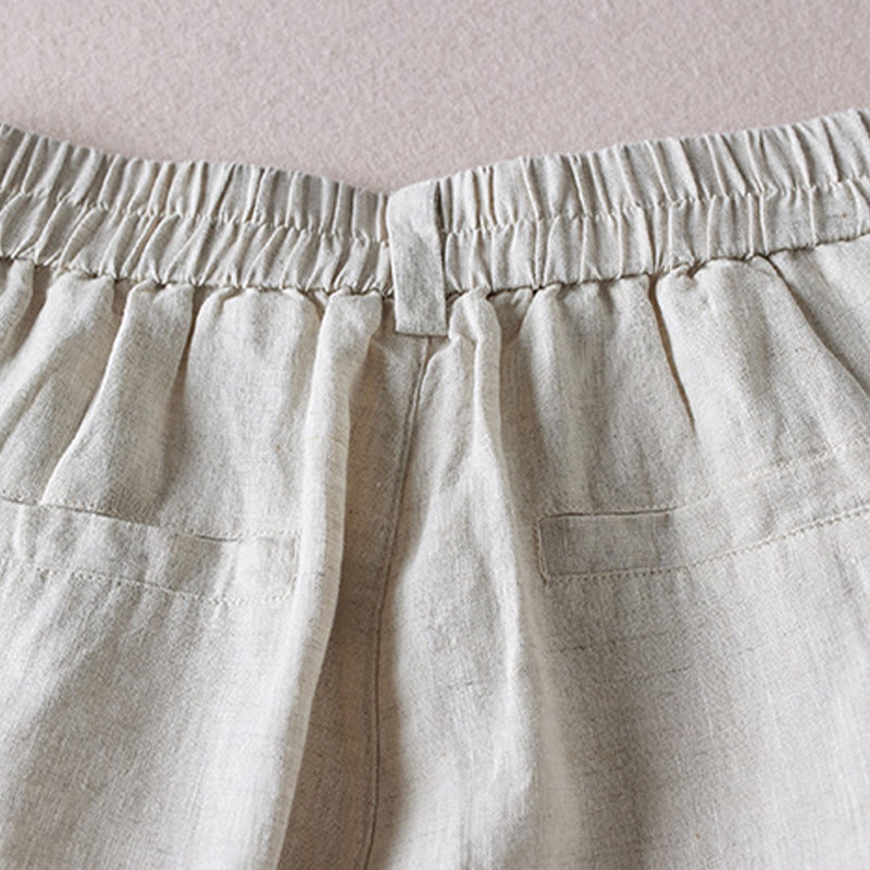 Buddha Stones夏 デイリー シンプル シワ加工 コットンリネン レディース ショートパンツ ポケット付き - image 38