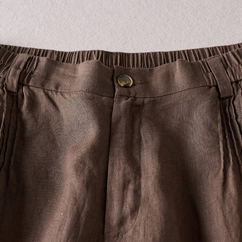 Buddha Stones夏 デイリー シンプル シワ加工 コットンリネン レディース ショートパンツ ポケット付き - image 23