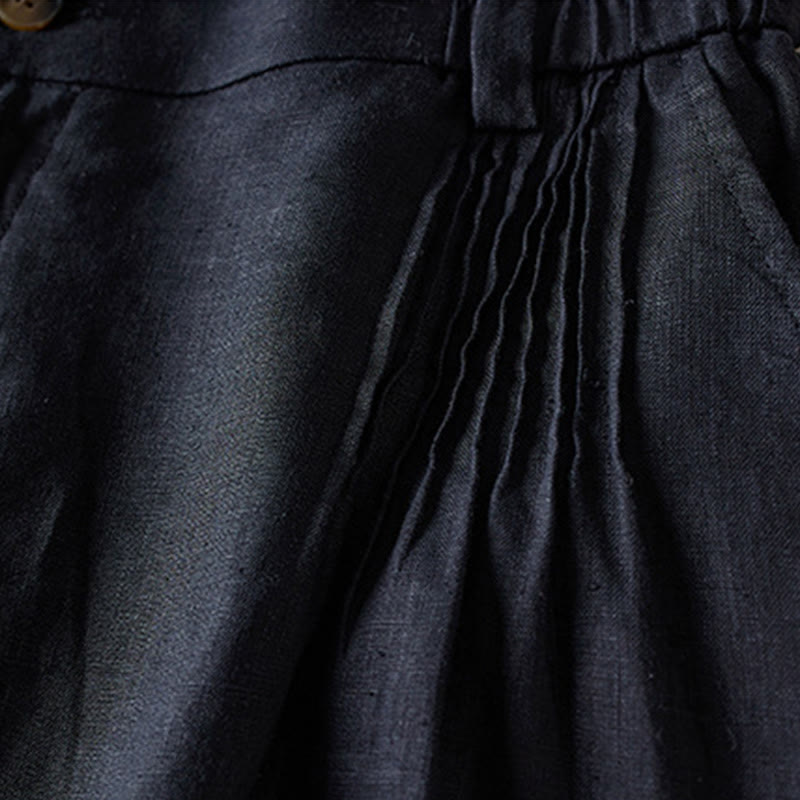 Buddha Stones夏 デイリー シンプル シワ加工 コットンリネン レディース ショートパンツ ポケット付き - image 11