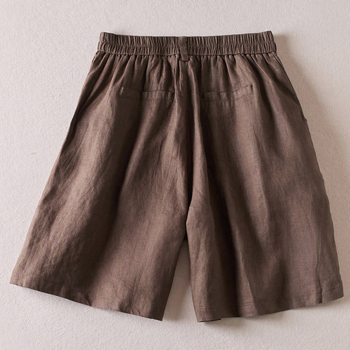 Buddha Stones夏 デイリー シンプル シワ加工 コットンリネン レディース ショートパンツ ポケット付き - image 22