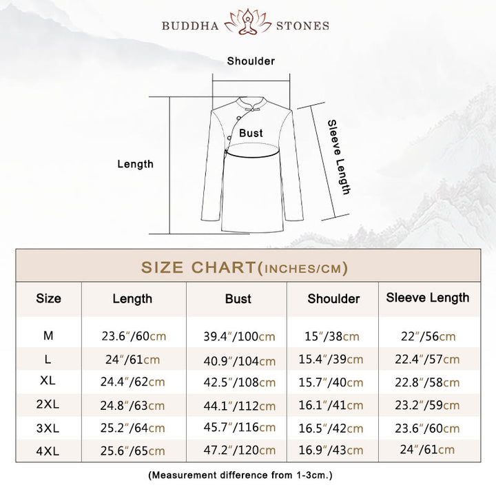 Buddha Stones斜め襟結びボタンコットンゆったりリネン服 - image 10