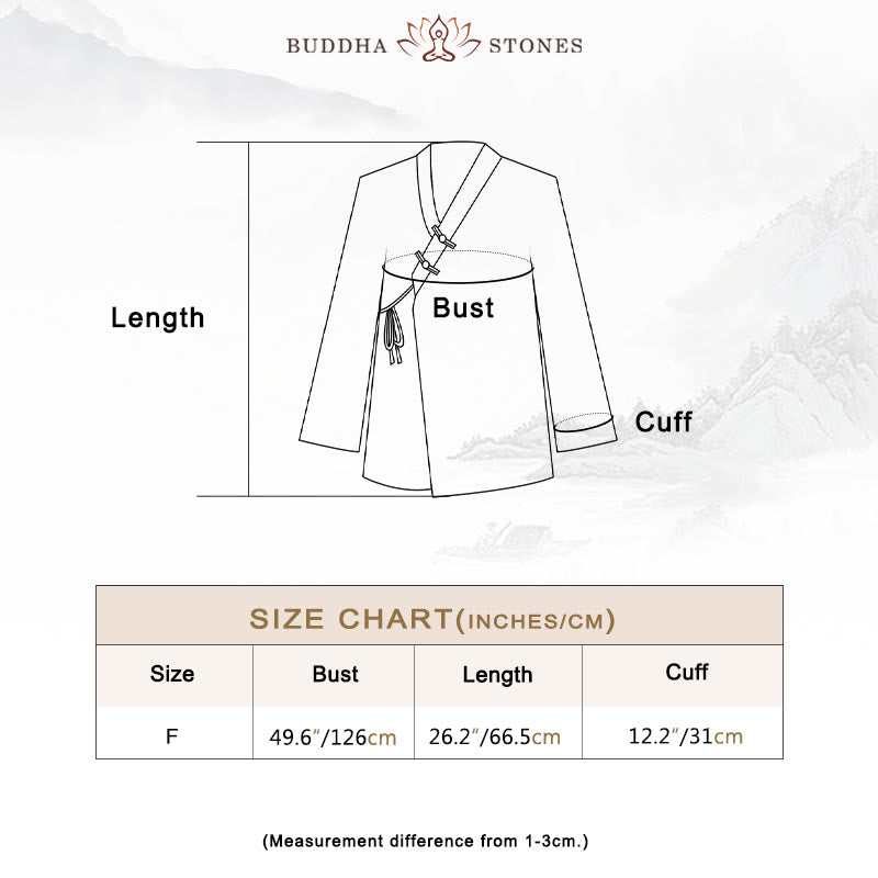 Buddha Stonesカエルボタン漢服デザインシャツトップスラミーリネンジャケット - image 5