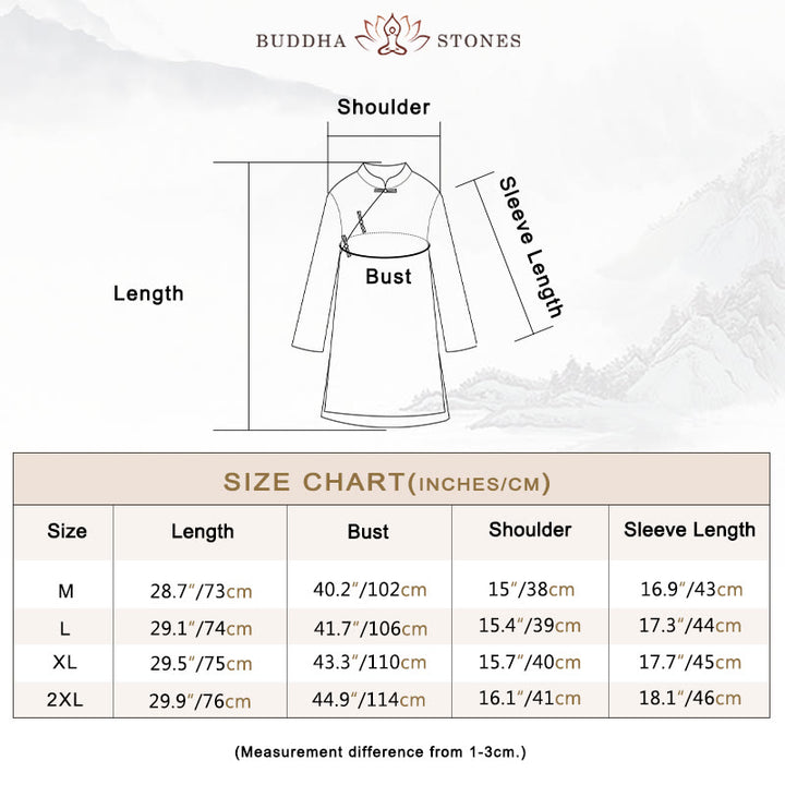 Buddha Stones無地 フロッグボタン 七分袖 ダブルレイヤー コットンリネンシャツ - image 6