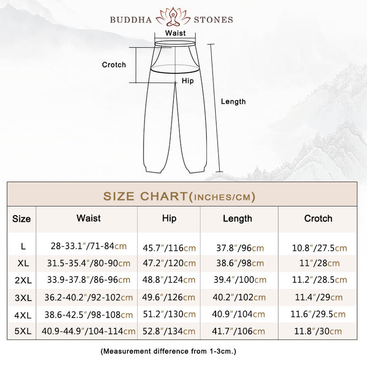 Buddha Stonesカジュアル 無地 ドローストリング リネン メンズ パンツ ポケット付き - image 6