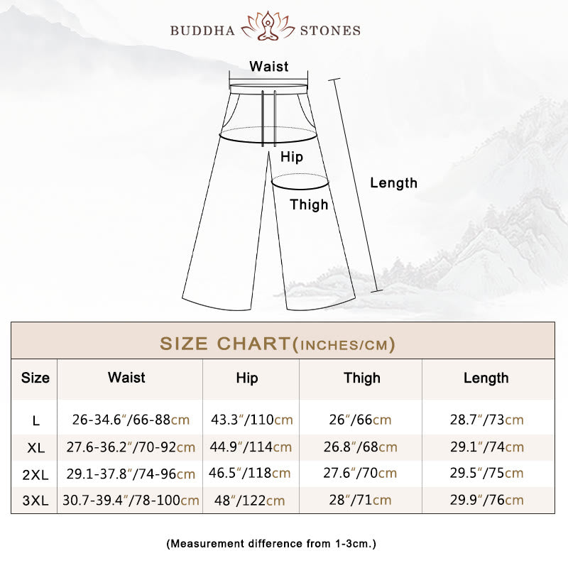Buddha Stones無地 7-8丈 カプリ クロップドパンツ コットンリネン レディース ワイドレッグパンツ ポケット付き - image 6