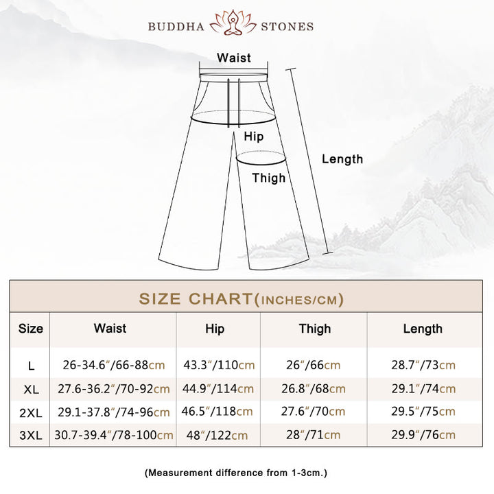 Buddha Stones無地 7-8丈 カプリ クロップドパンツ コットンリネン レディース ワイドレッグパンツ ポケット付き - image 6