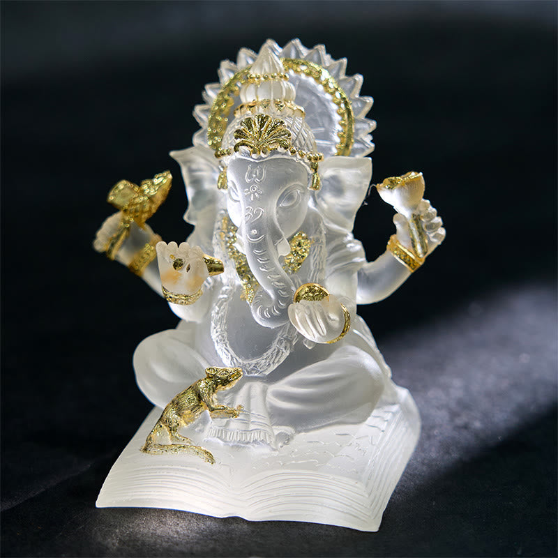 Buddha Stones透明ホワイト ガネーシャ ガンパティ 象像 守護 家庭用樹脂製装飾 - image 2