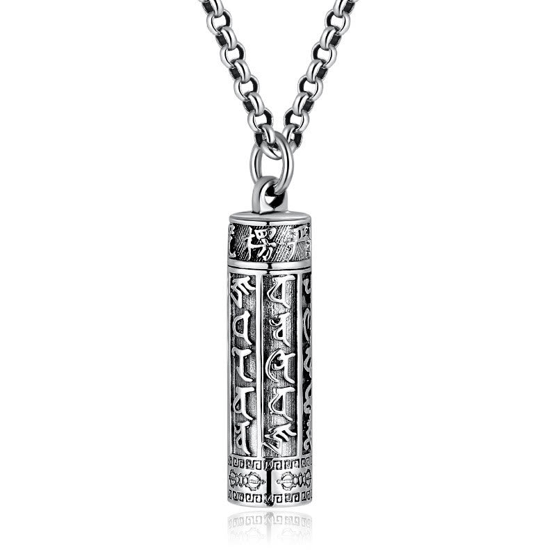 Buddha Stonesチベットオーム・マニ・パドメ・フム銅メッキ シルバー シュランガマ マントラ ヴァジュラ柄 平和ネックレス ペンダント - image 5
