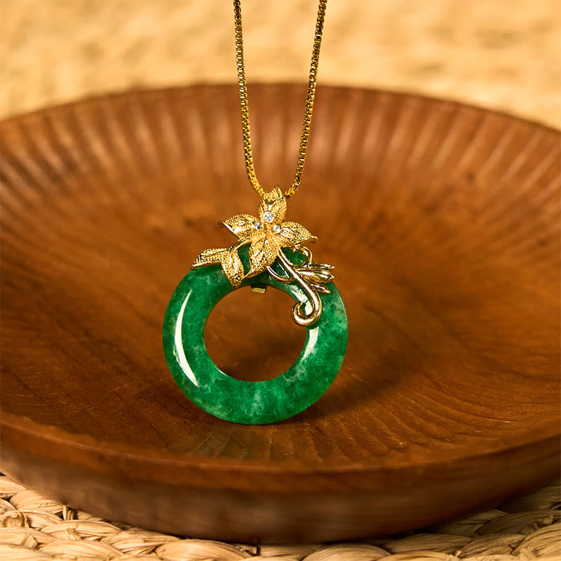 Buddha Stonesシアン翡翠 平和バックル 合金 花 癒し 幸運 ネックレス ペンダント